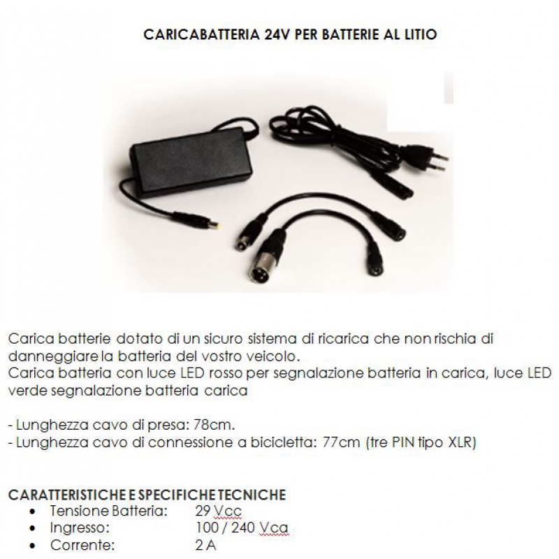 Caricabatteria 24V.litio Ebike